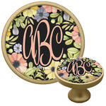 Boho Floral Cabinet Knob - Gold (Personalized)