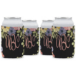 Boho Floral Can Cooler (12 oz) - Set of 4 w/ Monogram