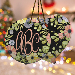 Boho Floral Ceramic Ornament w/ Monogram