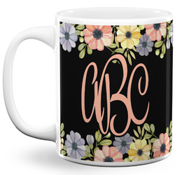 Boho Floral 11 Oz Coffee Mug - White (Personalized)