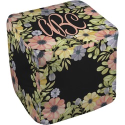 Boho Floral Cube Pouf Ottoman - 13" (Personalized)