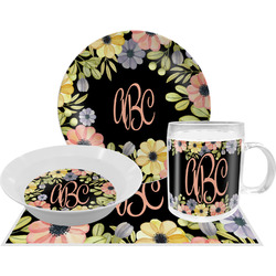 Boho Floral Dinner Set - Single 4 Pc Setting w/ Monograms