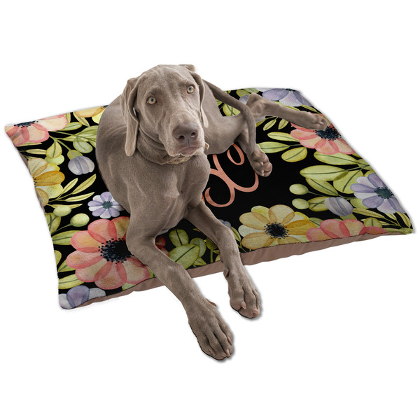 Custom Boho Floral Dog Bed - Large w/ Monogram