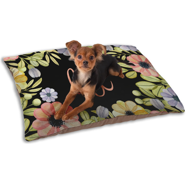 Custom Boho Floral Dog Bed - Small w/ Monogram