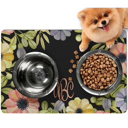 Boho Floral Dog Food Mat - Small w/ Monogram