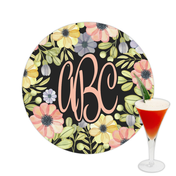 Custom Boho Floral Printed Drink Topper -  2.5" (Personalized)