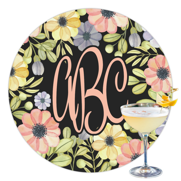 Custom Boho Floral Printed Drink Topper - 3.5" (Personalized)