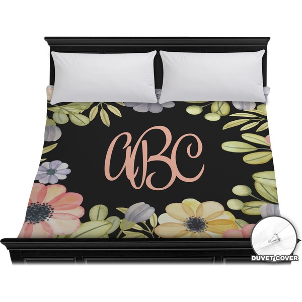 Custom Boho Floral Duvet Cover - King (Personalized)