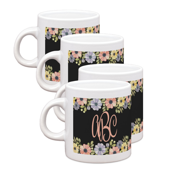 Custom Boho Floral Single Shot Espresso Cups - Set of 4 (Personalized)