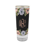 Boho Floral 2 oz Shot Glass - Glass with Gold Rim (Personalized)