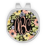 Boho Floral Golf Ball Marker - Hat Clip - Silver