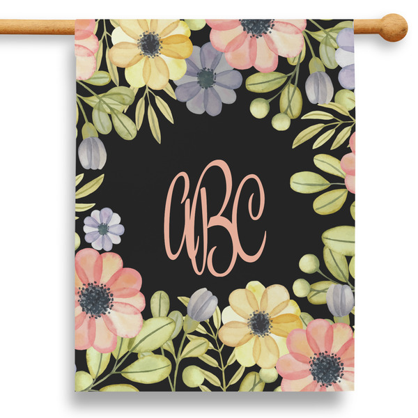 Custom Boho Floral 28" House Flag - Single Sided (Personalized)