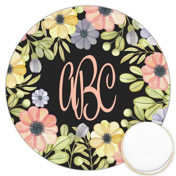 Custom Boho Floral Printed Cookie Topper - 3.25" (Personalized)