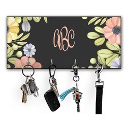 Boho Floral Key Hanger w/ 4 Hooks w/ Monogram