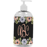 Boho Floral Plastic Soap / Lotion Dispenser (16 oz - Large - White) (Personalized)