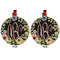 Boho Floral Metal Ball Ornament - Front and Back