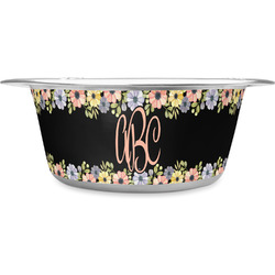Boho Floral Stainless Steel Dog Bowl - Small (Personalized)