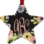 Boho Floral Metal Star Ornament - Double Sided w/ Monogram