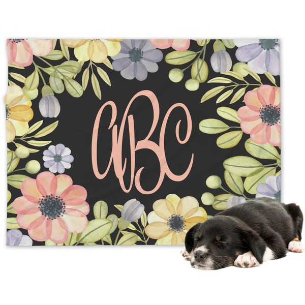 Custom Boho Floral Dog Blanket - Large (Personalized)