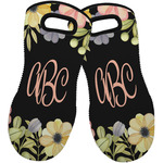 Boho Floral Neoprene Oven Mitts - Set of 2 w/ Monogram