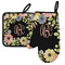 Boho Floral Neoprene Oven Mitt and Pot Holder Set - Left