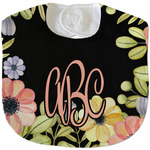 Boho Floral Velour Baby Bib w/ Monogram