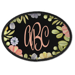 Boho Floral Iron On Oval Patch w/ Monogram