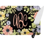 Boho Floral Rectangular Glass Cutting Board (Personalized)
