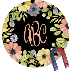 Boho Floral Round Fridge Magnet (Personalized)