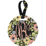 Boho Floral Plastic Luggage Tag - Round (Personalized)