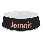 Boho Floral Plastic Dog Bowl - Large (Personalized)