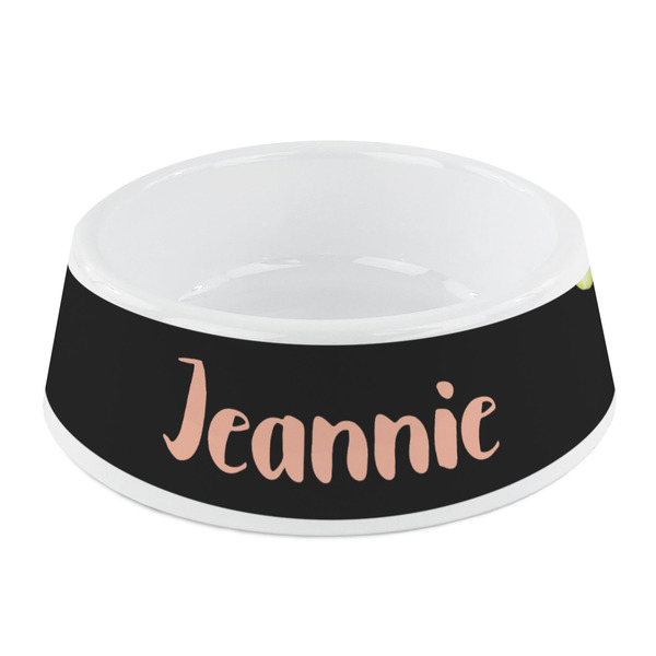 Custom Boho Floral Plastic Dog Bowl - Small (Personalized)