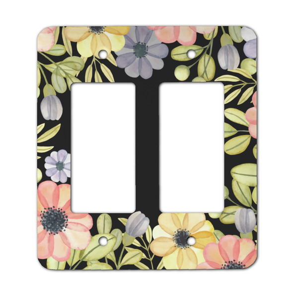 Custom Boho Floral Rocker Style Light Switch Cover - Two Switch