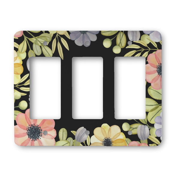 Custom Boho Floral Rocker Style Light Switch Cover - Three Switch