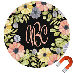 Boho Floral Round Car Magnet - 10" (Personalized)