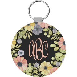 Boho Floral Round Plastic Keychain (Personalized)