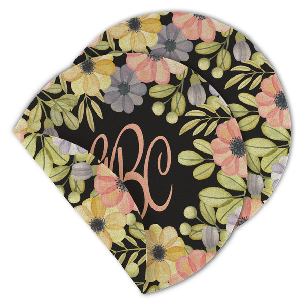 Custom Boho Floral Round Linen Placemat - Double Sided - Set of 4 (Personalized)