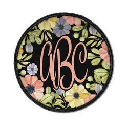 Boho Floral Iron On Round Patch w/ Monogram