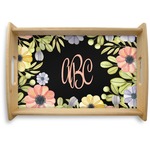 Boho Floral Natural Wooden Tray - Small (Personalized)