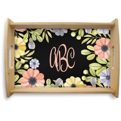 Boho Floral Natural Wooden Tray - Small (Personalized)