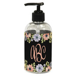 Boho Floral Plastic Soap / Lotion Dispenser (8 oz - Small - Black) (Personalized)