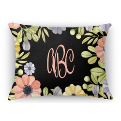 Boho Floral Rectangular Throw Pillow Case (Personalized)