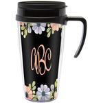 Boho Floral Acrylic Travel Mug with Handle (Personalized)