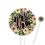 Boho Floral 5.5" Round Plastic Stir Sticks - White - Double Sided (Personalized)