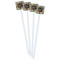 Boho Floral White Plastic Stir Stick - Double Sided - Square - Front