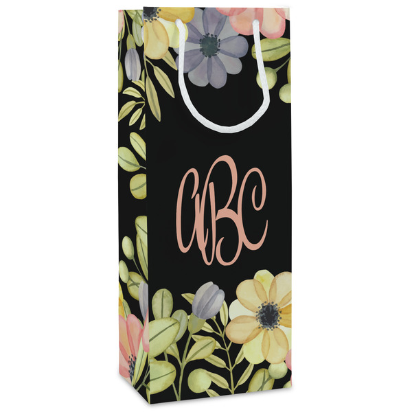 Custom Boho Floral Wine Gift Bags - Matte (Personalized)