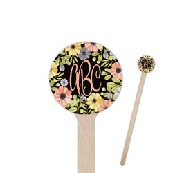 Boho Floral 7.5" Round Wooden Stir Sticks - Single Sided (Personalized)