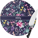 Chinoiserie Round Glass Cutting Board - Small (Personalized)