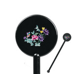 Chinoiserie 5.5" Round Plastic Stir Sticks - Black - Single Sided