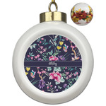 Chinoiserie Ceramic Ball Ornaments - Poinsettia Garland (Personalized)